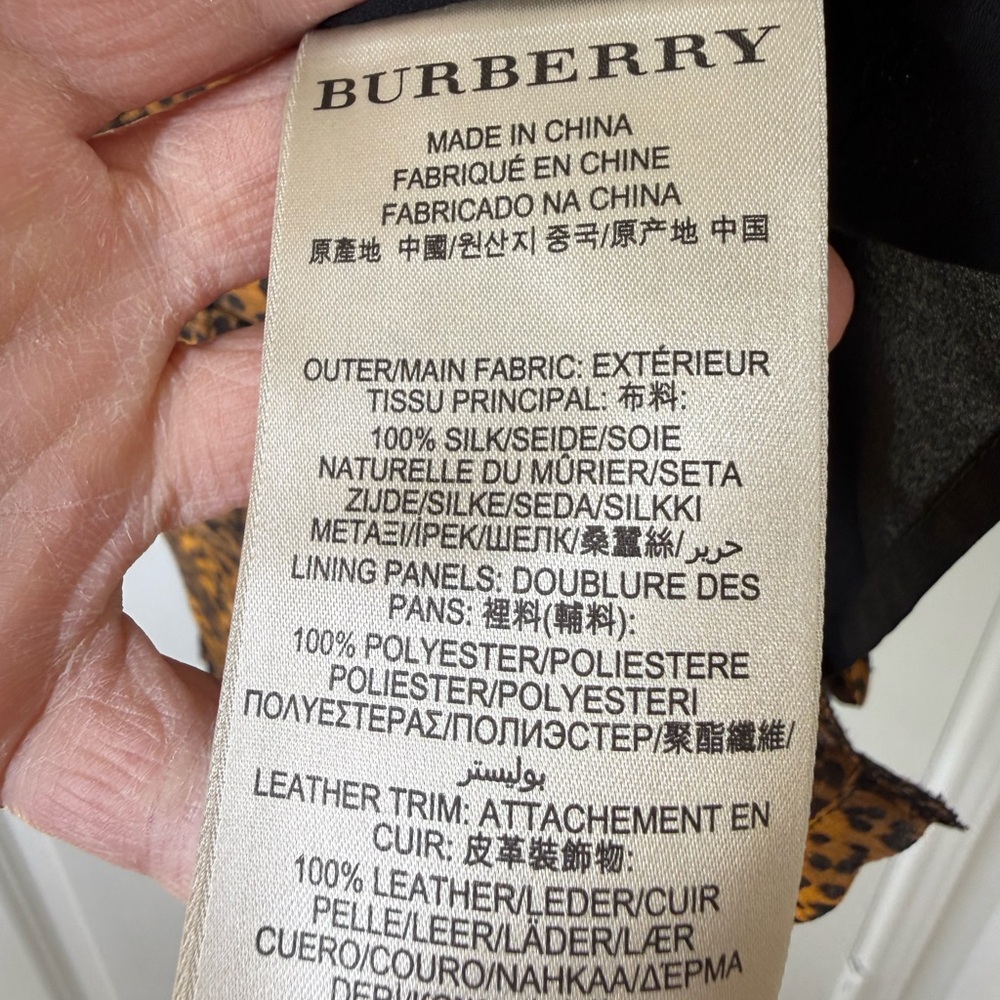 Burberry Brit Silk Cap Sleeve Dark Leopard Print Blouse Sz M - Picture 10 of 12